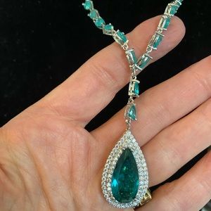 Beautiful, natural blue aquamarine, gemstone necklace